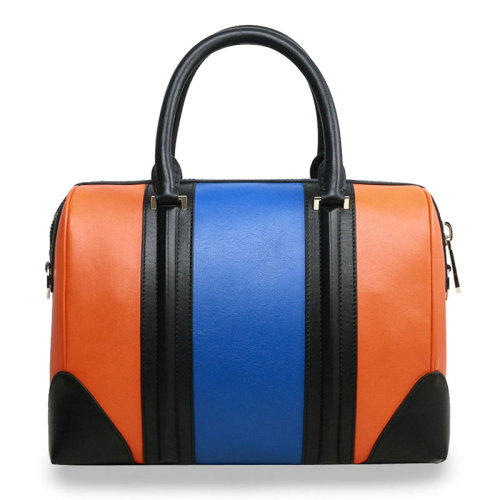 Givenchy lucrezia calf leather boston bag 5470 orange&black&blue
